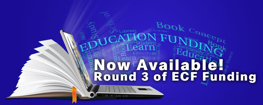 Open laptop announcing that Round 3 of ECF Funding is now available.